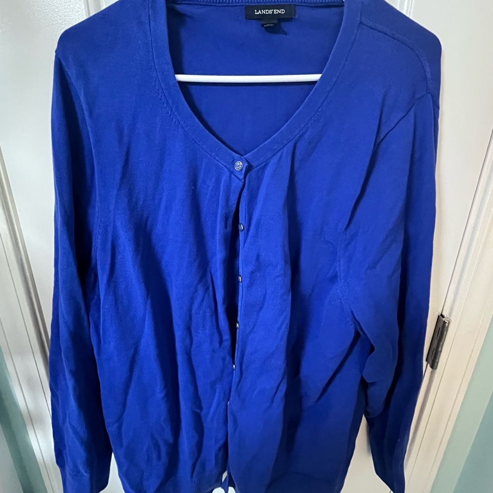 Lands' End Blue Women's Cardigan Sweater